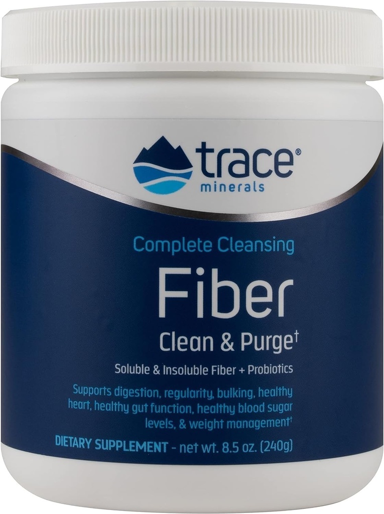 Trace Minerals Complete Cleansing Fiber - Fiber Supplement for Gut Health Support - Drink Mix Powder to Aid Healthy Digestie - Oplosbare en onoplosbaar vezelformule met Probiotica - 8,5 oz (30 porties)