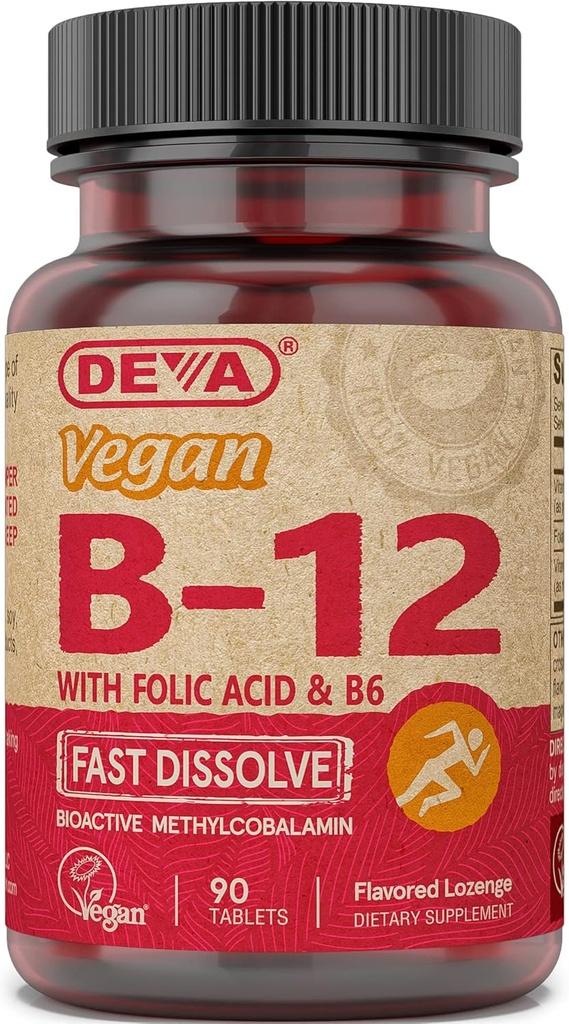 SIXNE Deva Nutrition Vegan Vitaminen Sublingual B-12 Tabletten, 2 Tellen