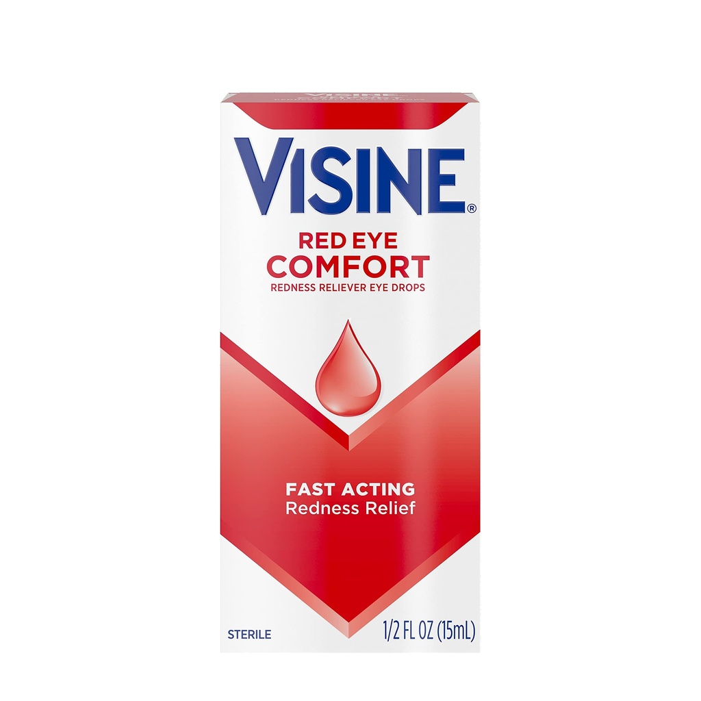 Visine Red Eye Comfort Redness Relief Eye Drops to Help Relieve Red Eyes Vanwege Minor Eye Irritations Snel, Tetrahydrozoline HCl, 0,5 fl. oz