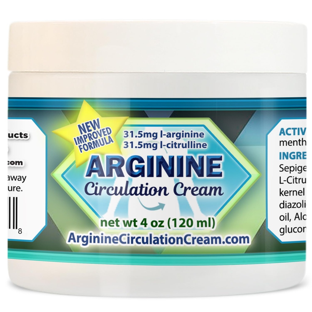 Arginine Circulation Cream 4 oz - Menthol, L Arginine & L Citrulline Lotion - Ondersteunt gezonde been- en lichaamsbloedstroom - hele familieproducten