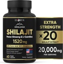 Himalaya Shilajit Supplement, 60 capsules, Extract Powder, 60% Fulvinezuur, 85+ Trace Minerals, Energie & Immune Support Shilajit voor mannen & vrouwen, alternatief voor Authentieke Resin of Pillen USA Made