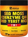 Zolotus 7 in 1 Sea Moss Supplement + Red Yeast Rice, Coenzyme Q10 Capsules, Equivalent to 8640mg, with Quercetin, Resveratrol, Vitamin B3, Vitamin D3, Body Balance, Immune System & Heart Health