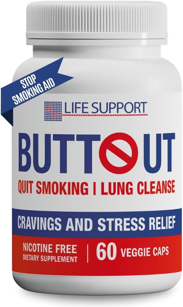 ButtOut Stop met roken Lung Cleanse. Helpt om te stoppen met roken en ondersteuning ademhaling gezondheid - natuurlijke long reiniging & detox. Nicotine gratis. 60 Tel - 30 Dagen Levering