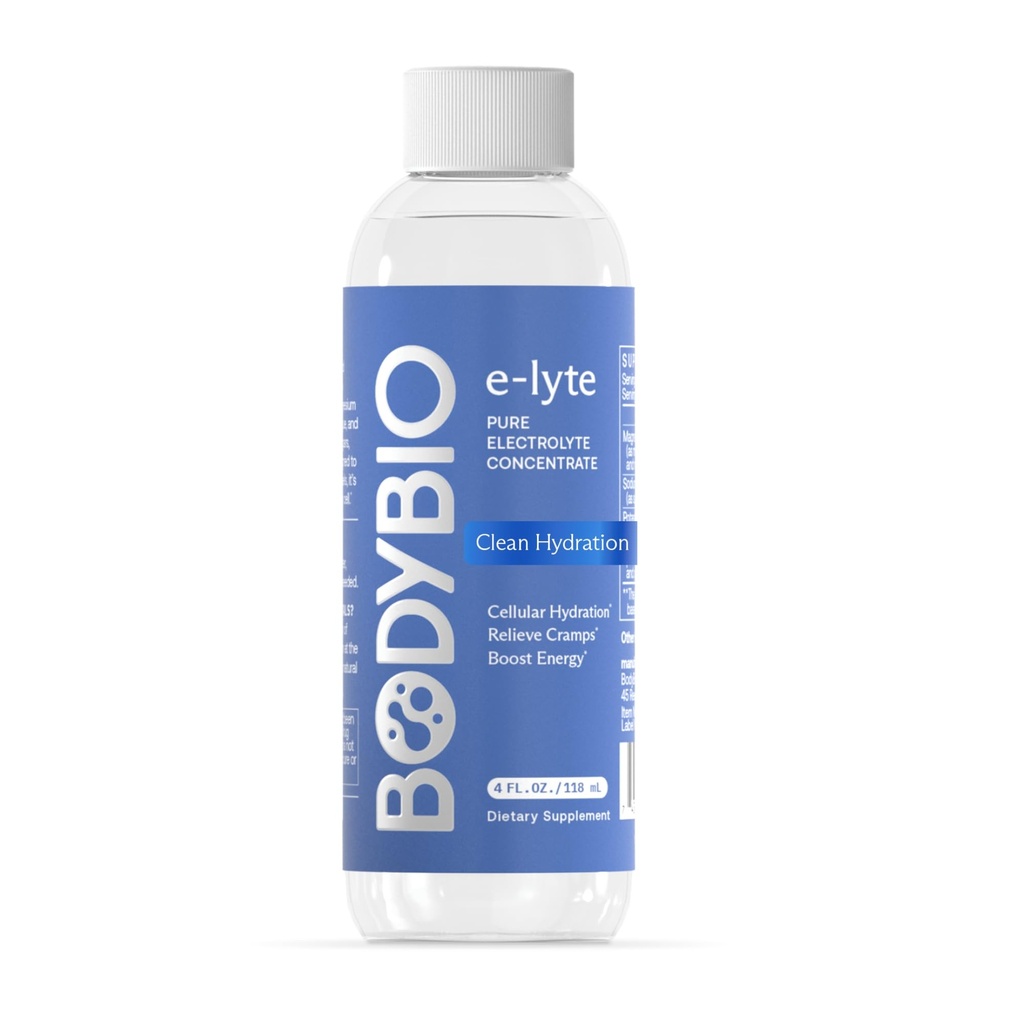 BodyBio e-Lyte - Liquid Electrolyte Concentraat voor schone hydratatie, energie en cramp relief - Geen suiker, geen kunstmatige smaken, geen fillers, Keto vriendelijk
