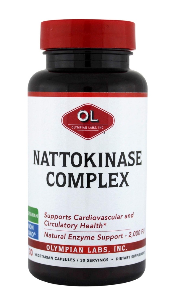Olympian Labs Nattokinase Complex met Grape Seed Extract Kruidensupplementen, Superior Heart Health Ondersteuning - 30 dagelijkse capsules