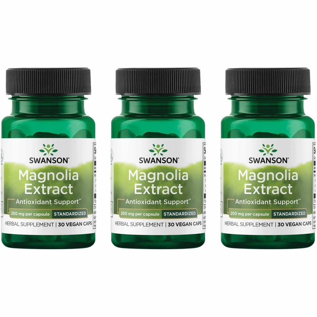 Swanson Magnolia Bark-Herbal Supplement Traditioneel gebruikt ter bevordering van het zenuwstelsel en de spijsvertering van de gezondheid ondersteuning-kan de respiratoire gezondheid en stress ondersteuning (30 Veggie capsules, 200 mg elke) 3 Pack