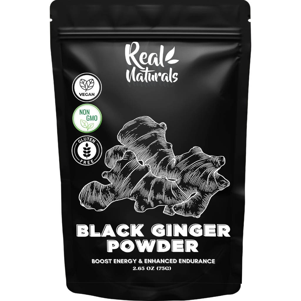 Black Ginger Powder (2.64 Oz) kaempferia parviflora van Real Naturals. Energie en uithoudingsvermogen bevorderen