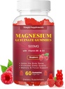 Magnesium Glycinate Gummies 500mg, Kauwbare Magnesium Supplement met vitamine D3, B6, CoQ10, voor ontspanning, Slaap & Mood Ondersteuning, Kalmeer Magnesium Gummies - 60 Raspberry Gummies