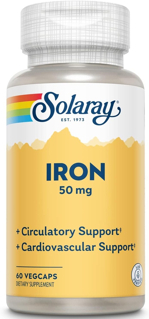 Solaray Iron 50 mg Gezonde circulatie, cardiovasculaire functie & Red Blood Cell Health Support
