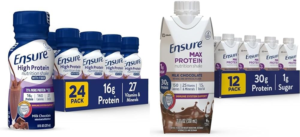 Zorg voor een hoge proteïne voeding Shake met vezels & Max proteïne voeding Schudden met 30 g eiwit, 1 g suiker, hoge eiwitshake, melkchocolade, 11 Fl Oz (verpakking van 12), vloeibaar, Halal