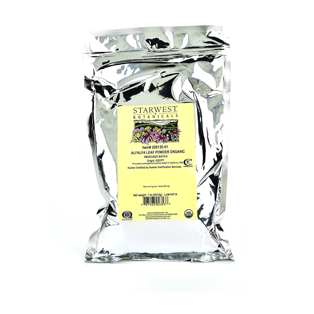 Starwest Botanicals Biologische Egyptische Alfalfa Leaf Powder, 1 pond Bulk Bag