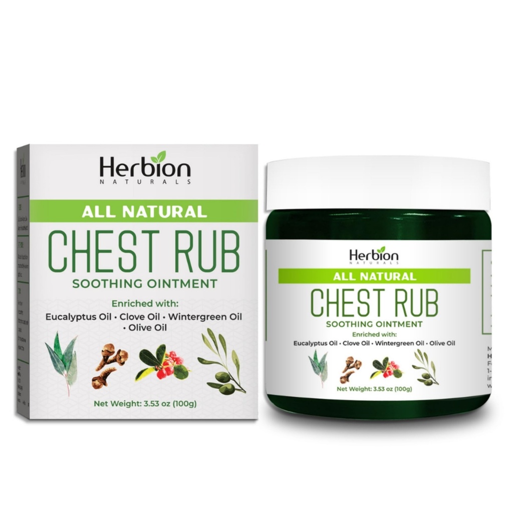 HERBION Naturals Chest Rub - Verzachtende Zalf met verzachtende Vapors voor volwassenen & Kinderen 2+ - Verlicht Hoest, Koud, Neus & Borst Congestie Vermindert spier en gewrichtspijn (3.53 Oz (pakket van 1)
