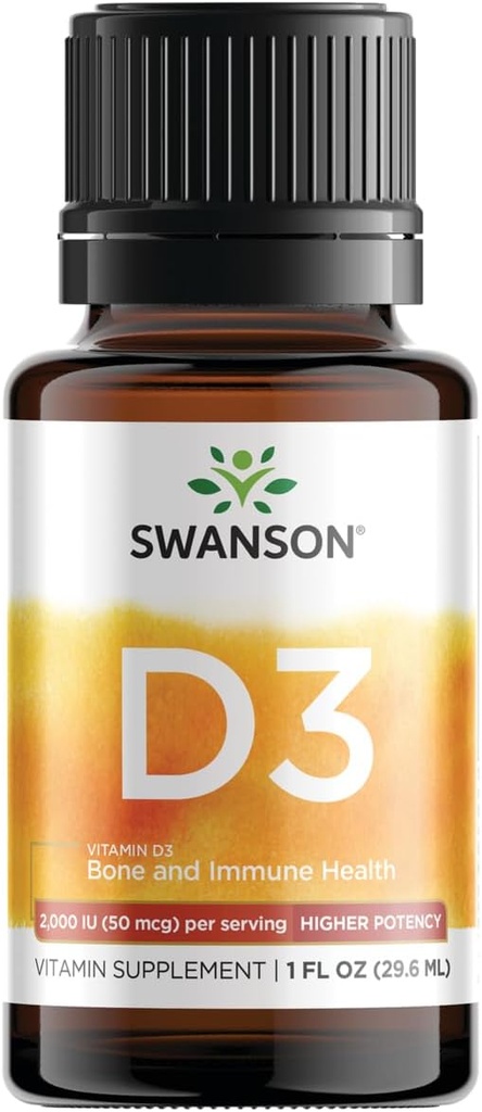 Swanson Vitamine D3 Liquid Drops 400 Iu (50 mcg) 1 fl Ounce (29,6 ml) Vloeibaar