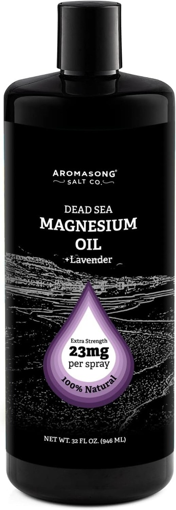 Aromasong Magnesium Spray Lavendel - extra sterkte (23 mg in elke Spritz) 32 Oz Refill Bottle, Natural and Pure Magnesium Oil Spray - Made in The USA - voor beenproblemen en bevordert een kalme slaap