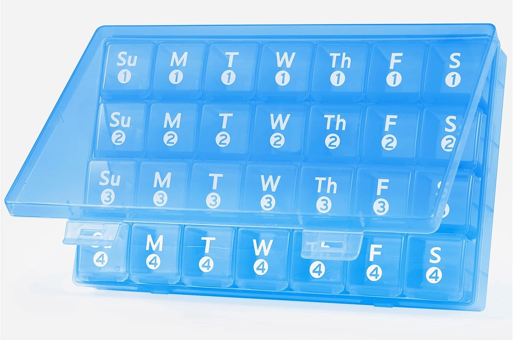 Grote maandelijkse pil Organisator, 28 dagen pil Box 1 keer per dag, 4 weken per maand pil geval Container,Reizen Vriendelijke Geneeskunde Organisator voor Vitaminen, Visolie, Supplementen