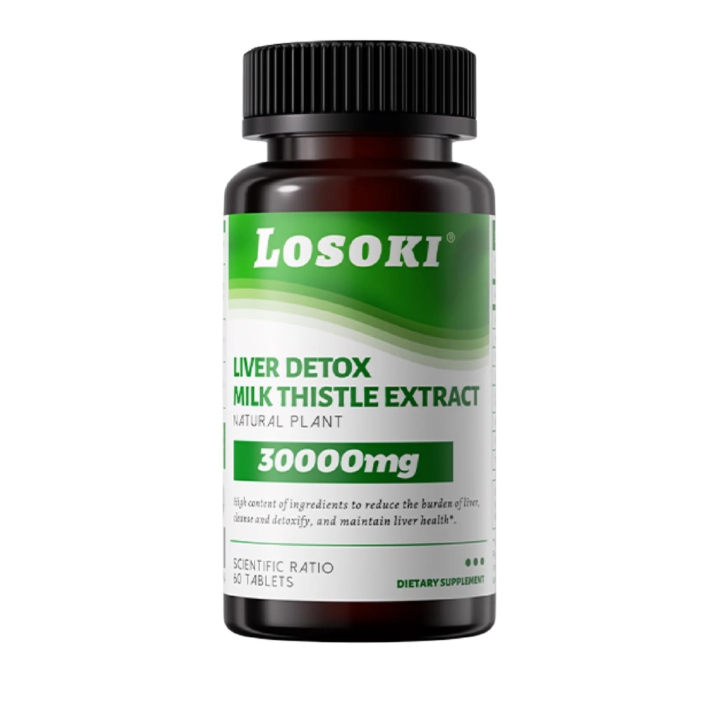 Liver Detox Supplement, 30.000mg Milk Thistle Extract, Kurkuma, Artichoke & Glutathion Ondersteunt de lever Gezondheid & Antioxidant Functie
