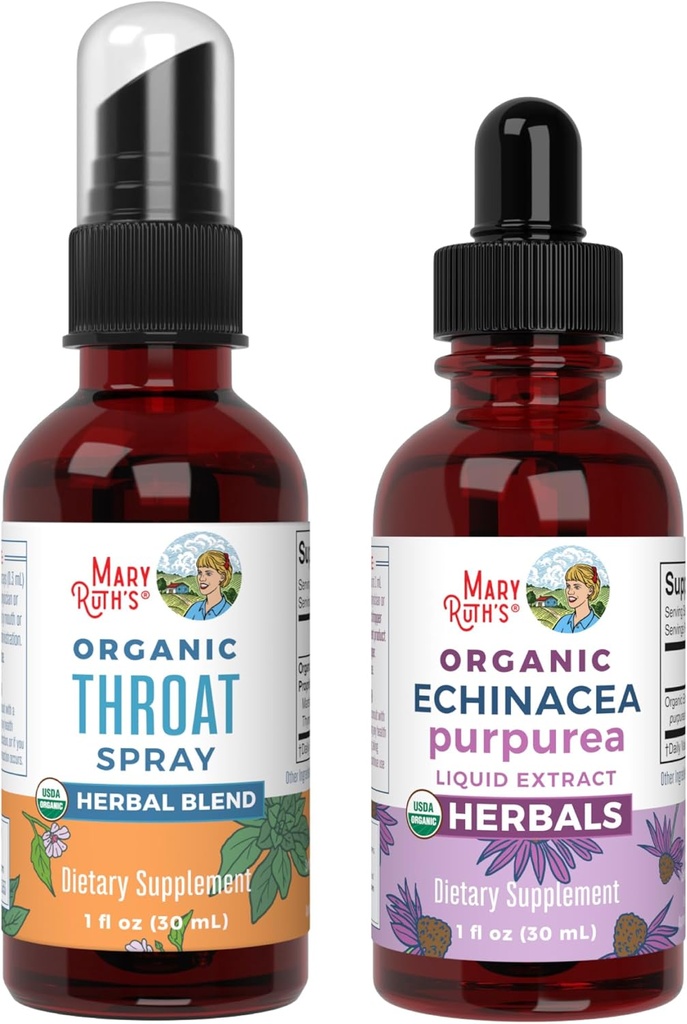 MaryRuth Organics Throat Spray (Unflavored) & Echinacea Purpurea Drops 