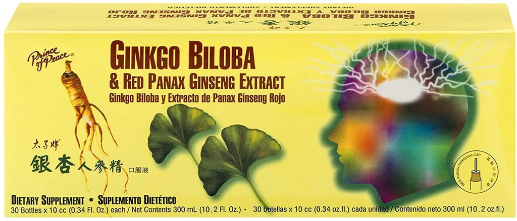 Prins van de Vrede Ginkgo Biloba en Red Panax Ginseng Extract,30 flessen 0,34 oz