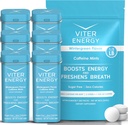 Viter Energy Original Cafeine Mints Wintergreen Flavor 6 Pack en 1/2 pond Bulk Bag Bundle - 40mg Cafeïne, B Vitaminen, Suikervrij, Veganistisch, Krachtige Energie Booster voor Focus en Alertheid