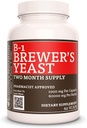 Remedie Voeding Vitamine B-1 met Brewers Gist 1000 mg, 60 Vegan Capsules Dieetsupplement Twee maanden Levering
