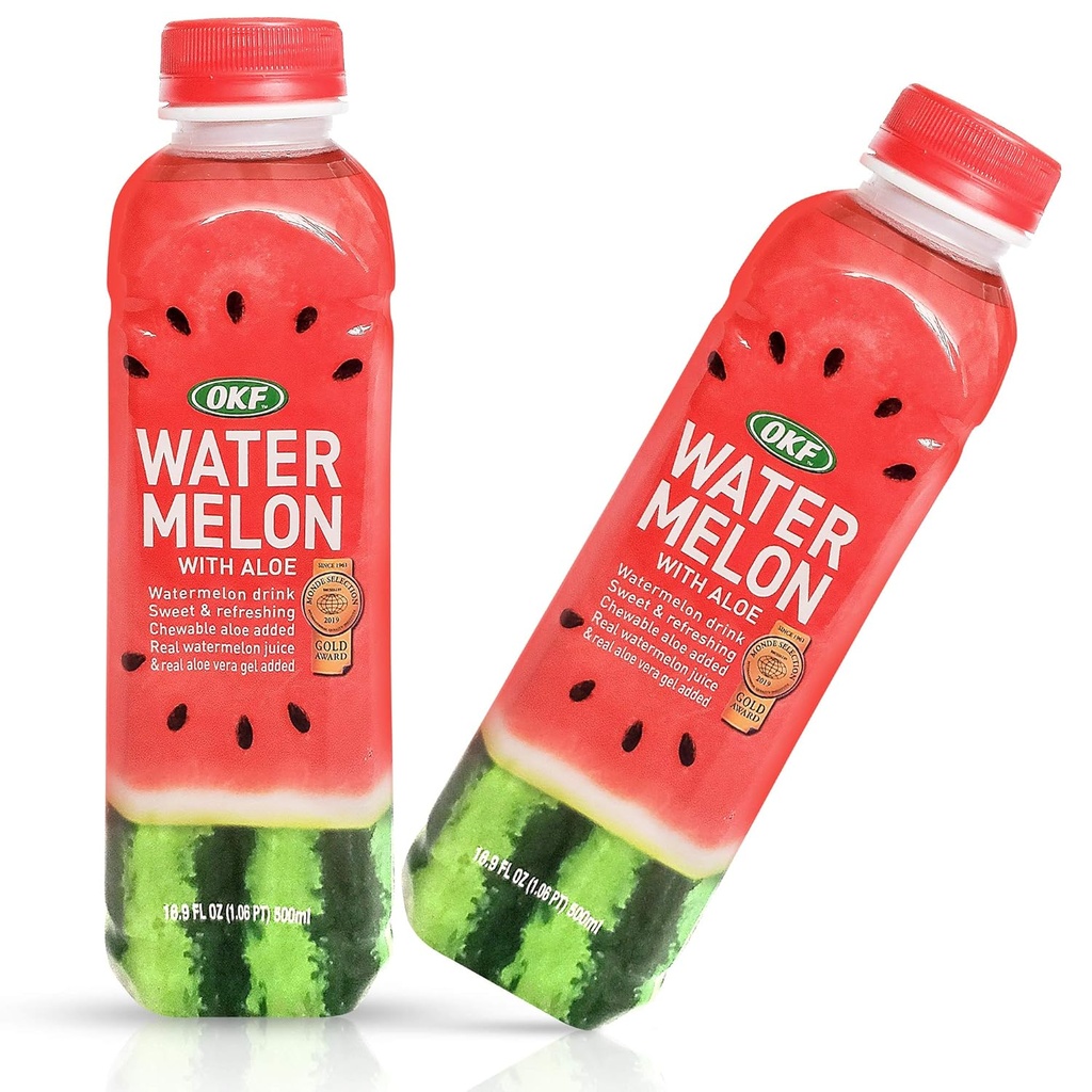 OKF Watermeloen Aloë Vera Drink, Real Juice & Gel, 16,9 oz (6 Pack)