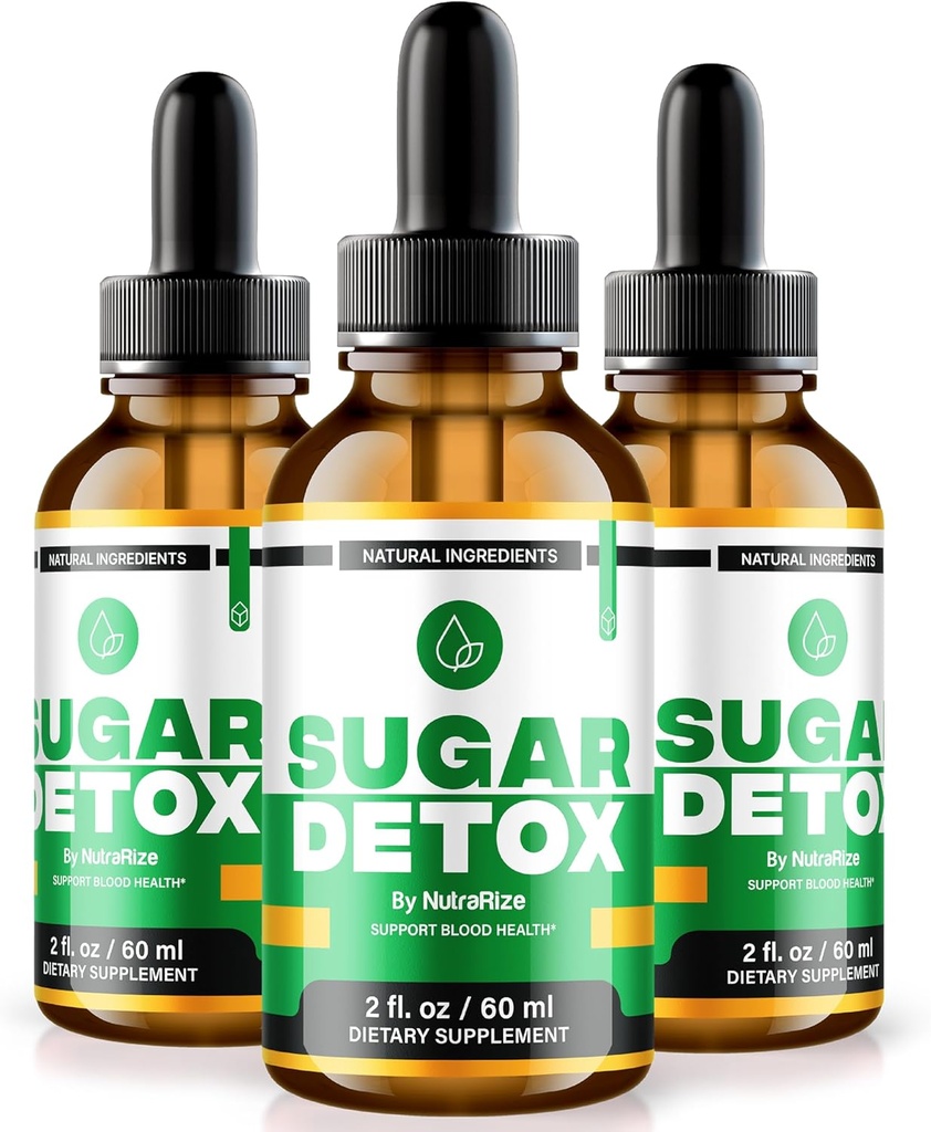 NutraRize (3 Pack) Sugar Detox Drops, SugarDetox Drops, 21-Day Sugar Detox Challenge, All-Natural Liquid Cleanse voor beginners, Premium Blood Formula Gotas Reviews (90 Servings)