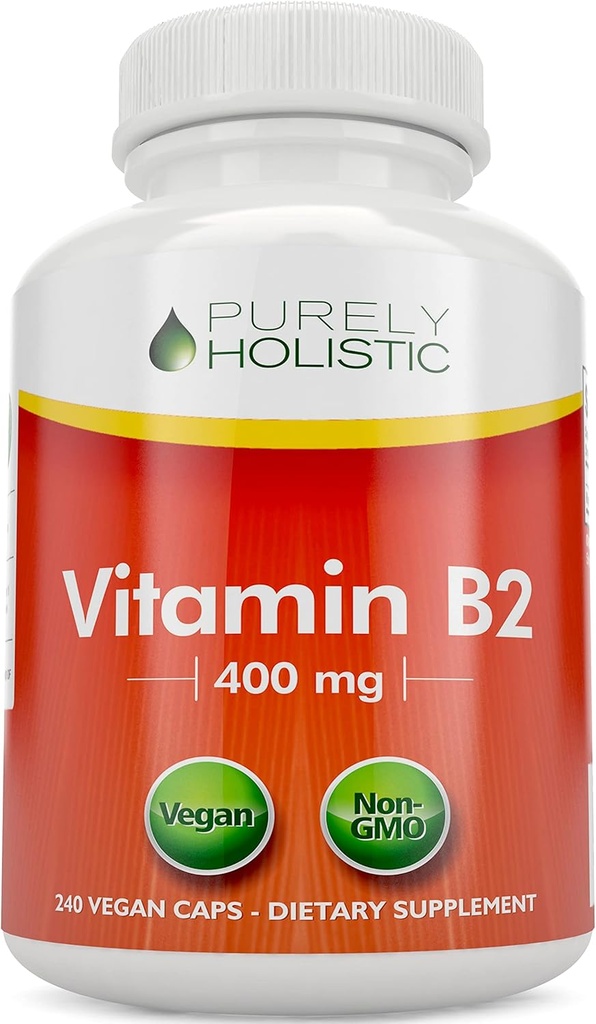 Pure holistische vitamine B2 Riboflavine 400 mg - 240 Vegan Capsules, 8 maanden aanbod - hoge sterkte B2 Vitaminen - niet GGO & Glutenvrij - ondersteunt energieproductie en cellulaire gezondheid