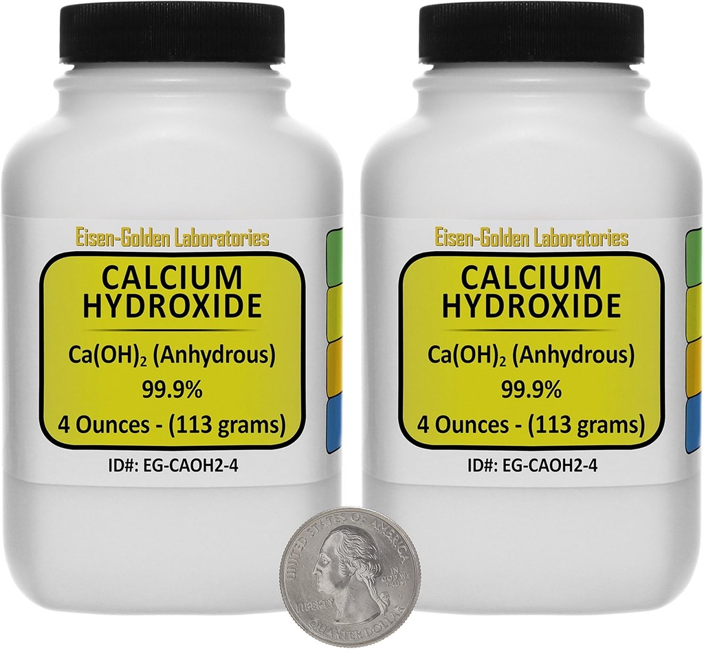 Calciumhydroxide [Ca(OH)2] 99,9% ACS-kwaliteit Poeder 8 Oz in twee space-saver flessen