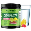 NATURELO Magnesium Poeder - Whole Food Calm Magnesium Poeder met Quinoa, maniok, & Vlaszaad voor Stress Relief, Raspberry Citroen 85 Servers, 15oz