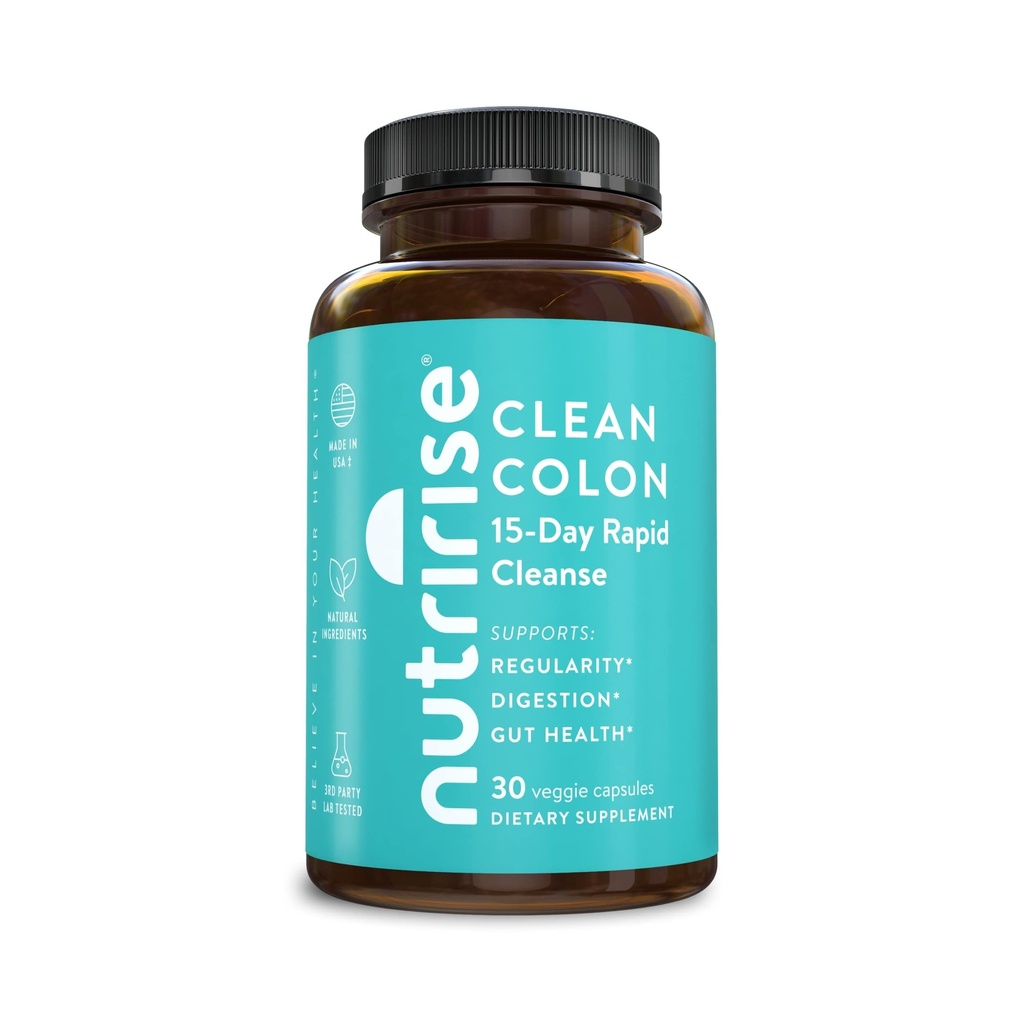 NutriRise 15 dagen Quick Colon Cleanse voor Gut Health - Digestieve ondersteuning met Probiotica en vezel voor constipatie, Regularity & Bloating, Sugar & Gluten Free
