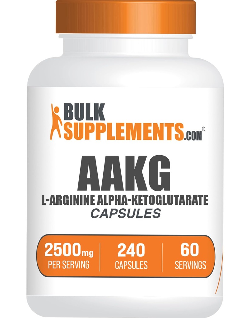 BulkSupplements.com AAKG Capsules - L-Arginine Supplement, Nitric Oxide Supplement - Glutenvrij, 4 Capsules per portie, 240 Tellen (Pack of 1)