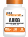 BulkSupplements.com AAKG Capsules - L-Arginine Supplement, Nitric Oxide Supplement - Gluten Free, 4 Capsules per Serving, 240 Count (Pack of 1)