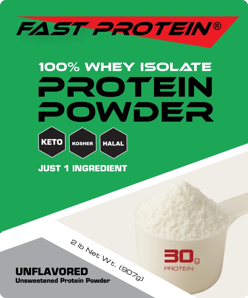 Wei Isolaat Proteïne Poeder Unflavored - 30g Proteïne Poeder - Kosher, Halal, Keto, Clean Label, Fast Protein - 2LB 30 Servers