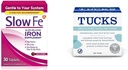 Slow Fe 45mg IJzersupplement voor ijzertekort Tabletten & Tucks Gemedicineerde koelpads voor aambeien, 100 Tel.