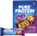 Pure Proteïne Bars, Hoge Proteïne, Nutrische Snacks ter ondersteuning van energie, lage suiker, Glutenvrij, Chewy Chocolate Chip, 1.76oz, Pack van 4