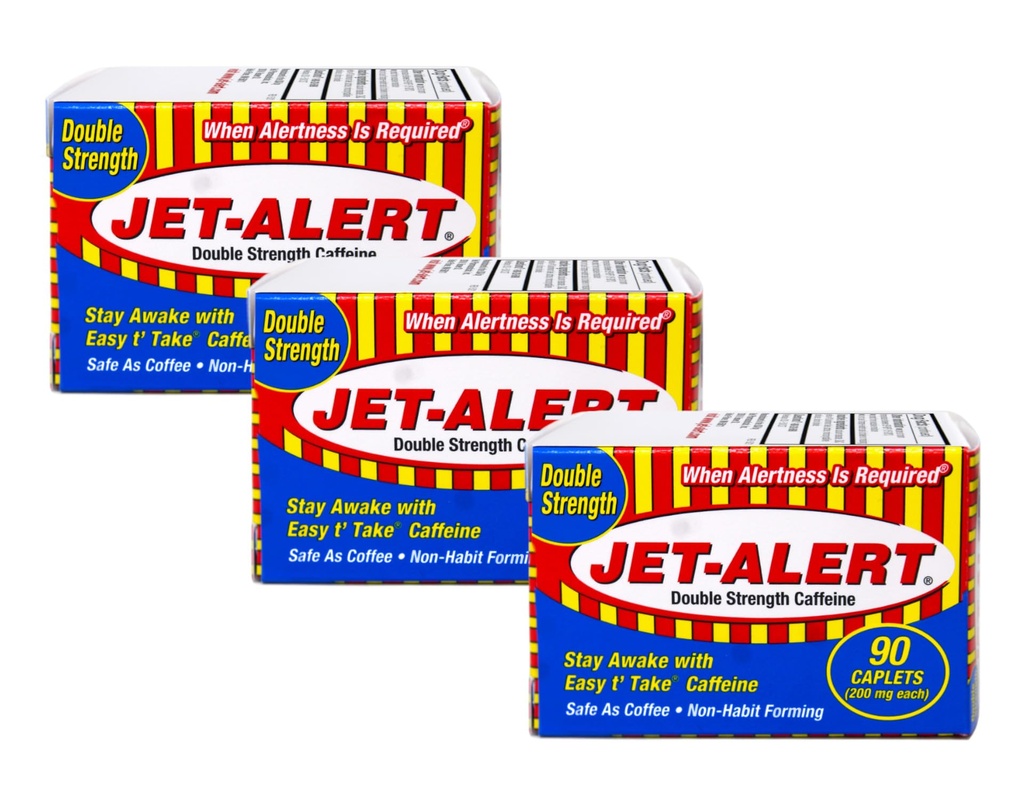 Jet-Alert Dubbele sterkte Cafeïne 200 Mg Caplets, 90 caplets, Verpakking van 3