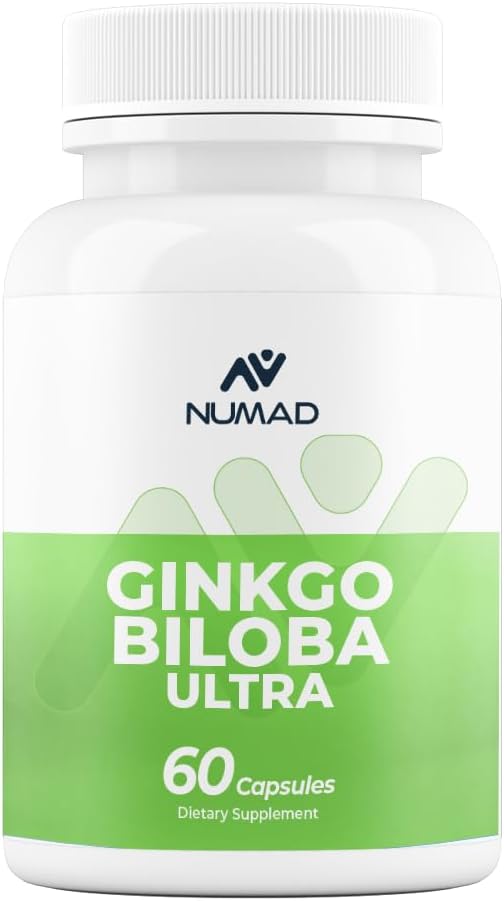 NUMAD Ginseng (600mg) + Ginkgo Biloba (120mg) 60 capsules Extra sterkte Nootropics Hersenen Ondersteuning Supplement voor Geheugen & Focus