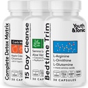 Youth & Tonic Aminozuren Bedtijd Trim 15 dagen Colon Cleanser & ACV Detox voor Detox Reiniging Metabolisme & Lean Muscles 90 Pillen