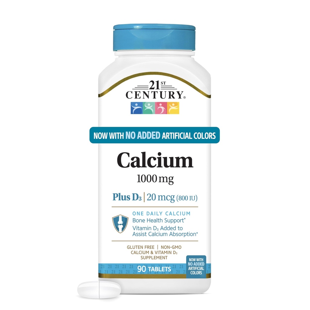 21e eeuw Calcium Plus D Tabletten, 1000 mg, 90 Tellen