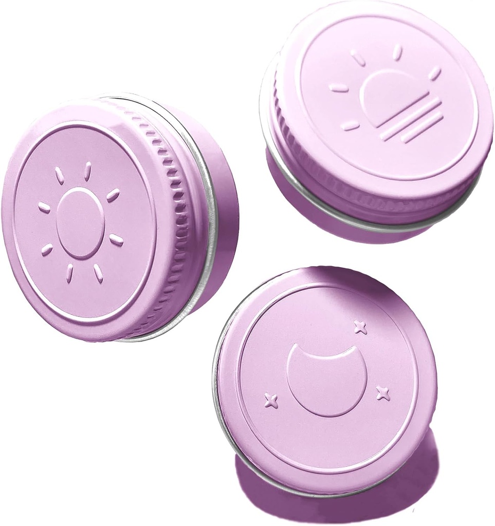 Extra kleine enkele pillendoos voor tas (3 Pack), aluminium schroef top pil container, 3 keer per dag draagbare waterdichte enkele pils geval voor vitaminen, visolie, supplementen (licht paars)