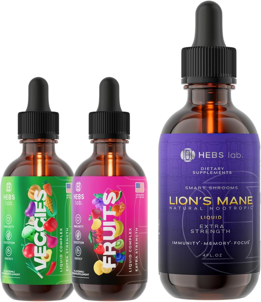 Bundel - Multivitamine Fruit en Groenten Supplementen & Lions Mane Extract - Energiesupplementen & Immune Defense