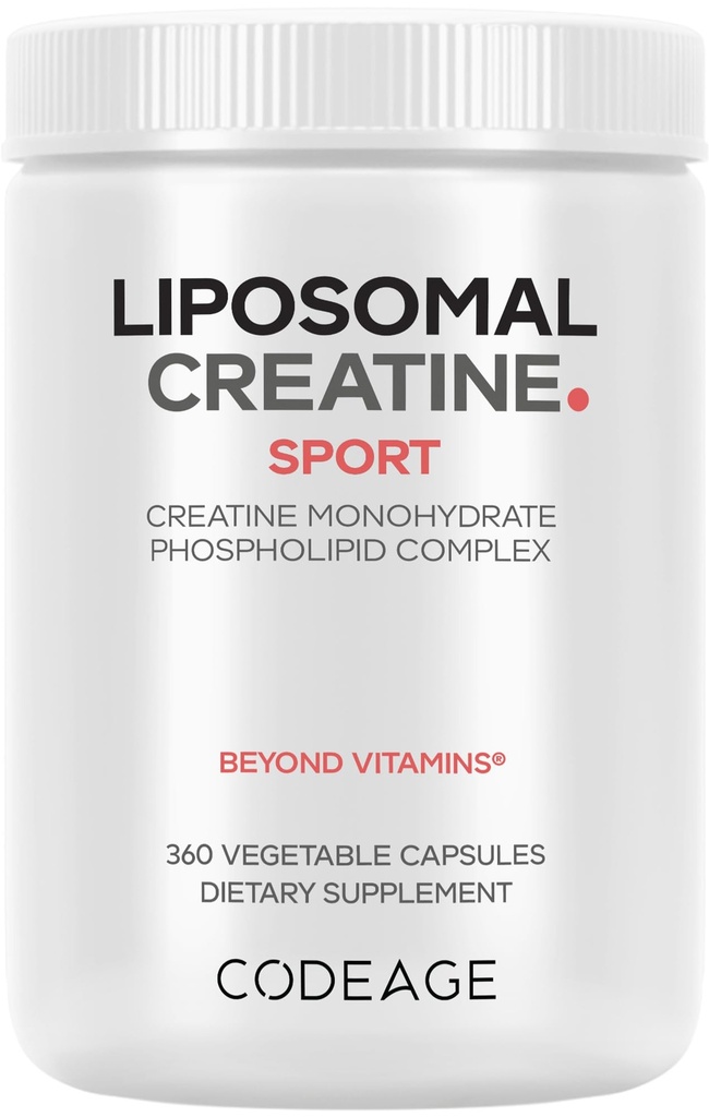 Codeage Liposomale Creatine Monohydraat Supplement, Pure Creatine 2500mg - 3 maanden Supply, Micronized, Creatinine Muscles Sport Voeding en Atleten, Non-GMO - 360 Capsules