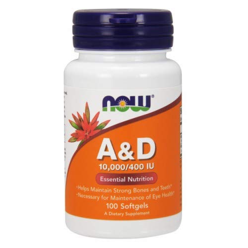 NOW Supplementen, Vitamine A & D 10.000/400 IE, Eye Health*, Essentiële Voeding, 100 Softgels