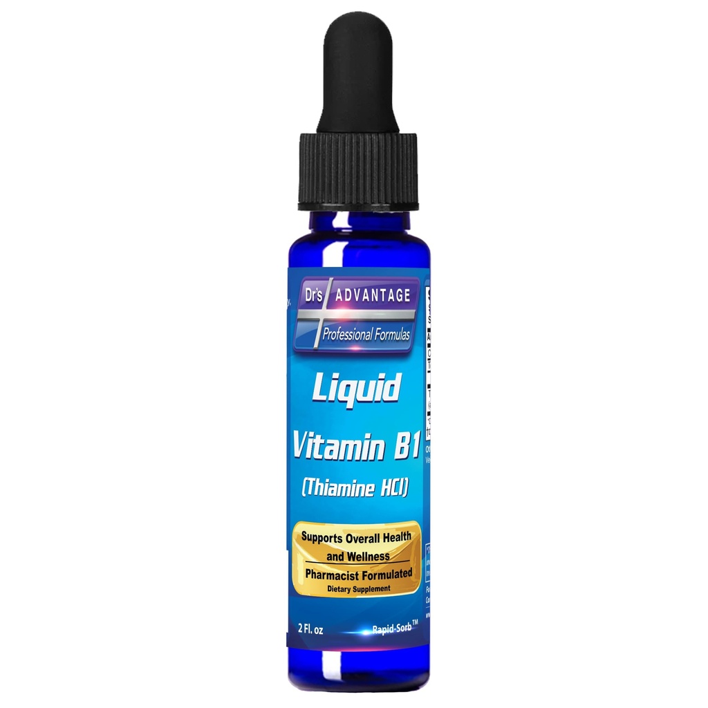 Voordeel Liquid Vitamin B1 Dropper 2oz - Thiamine B1 Supplement voor energie-ondersteuning - Essentiële B1 Vitaminen - bevordert het metabolisme en de gezondheid van het zenuwstelsel
