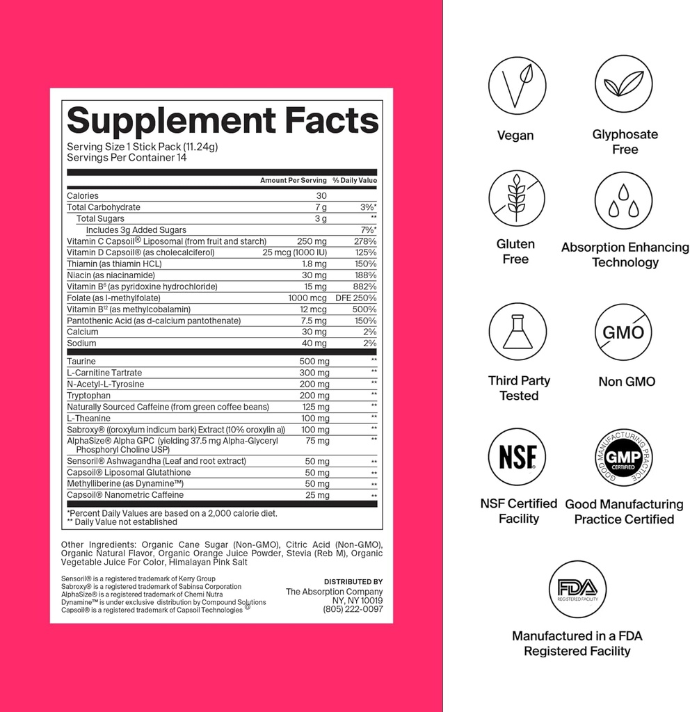 The Absorptie Company Energy Drink Powder Mix Packets 