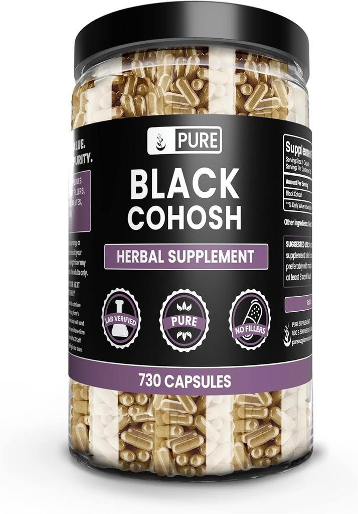 Pure originele ingrediënten Black Cohosh (730 capsules) Geen Magnesium of Rijst Fillers, altijd zuiver, Lab geverifieerd