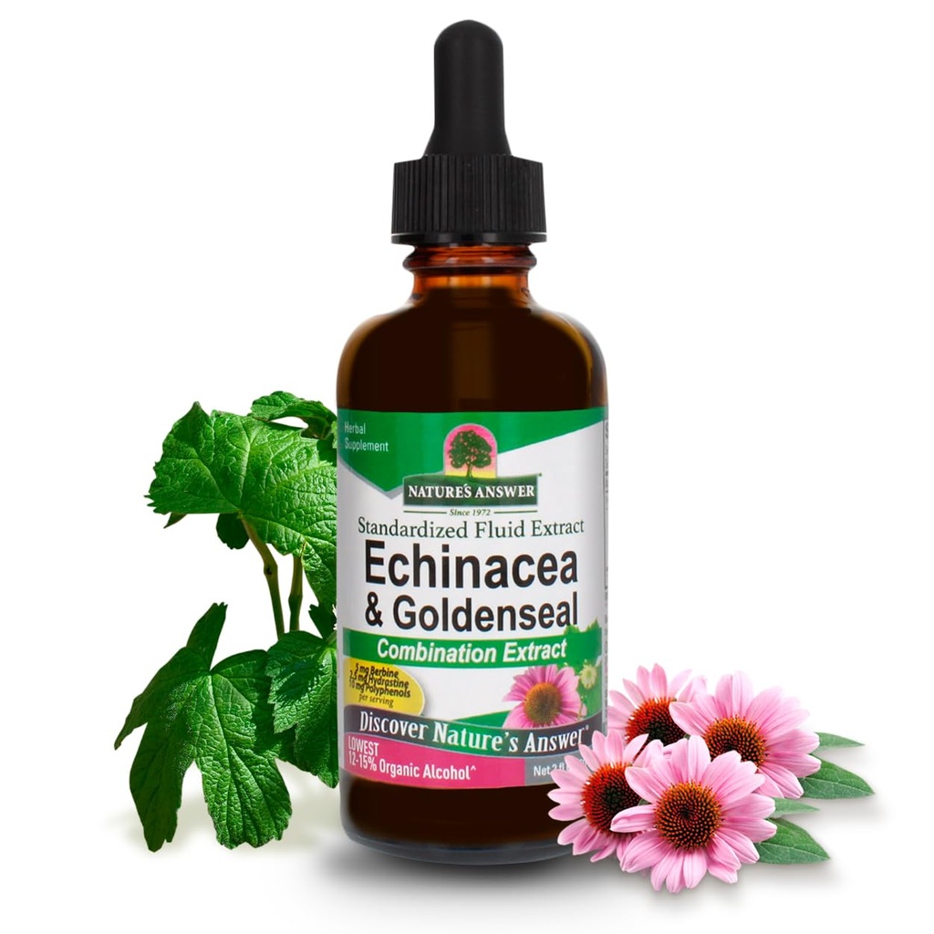 Nature's Antwoord Echinacea & Goldenseal met Organische Alcohol, 2-Fluid Ounces