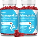 2 Pack Ashwagandha Gummies met L-theanine, Ashwa Root Supplement Gummy voor vrouwen Mannen, 120 gemengde Berry Flavored Gummies