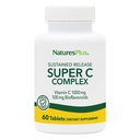 NaturesPlus Super C Complex, Sustained Release - 60 tabletten - 1000mg Vitamine C + 500mg Bioflavonoïden - Vegetarisch, Glutenvrij - 60 porties