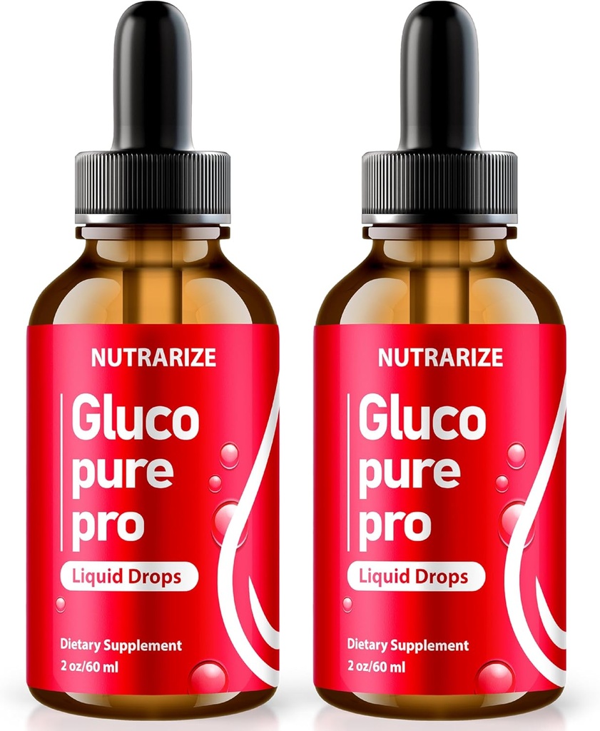 NutraRize (pakket van 2 Gluco Pure Pro Drops, officiële formule ter ondersteuning van gezonde en stabiele niveaus, Premium Blood Supplement voor algemene gezondheid en welzijn, Gotas Review (60 Servings)